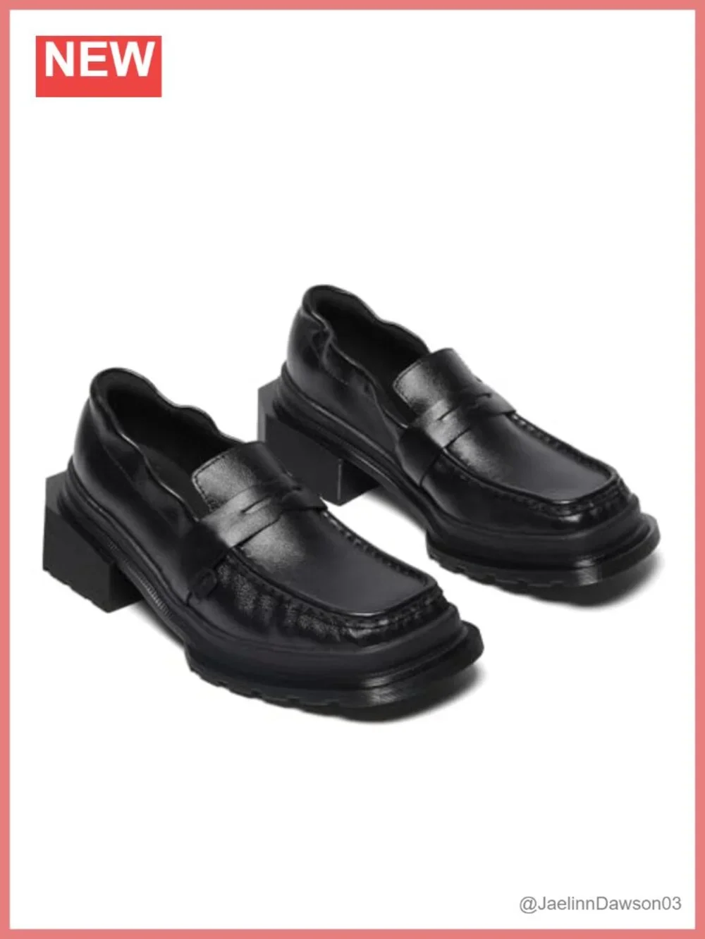 Dr Martens Maybole Loafer Milled Gloss Leather Block Heel Square Toe